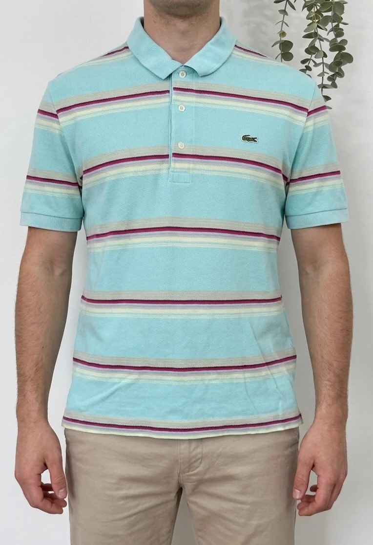 Polo piqué Lacoste rayé pastel bleu taille 4/M - PP2603262