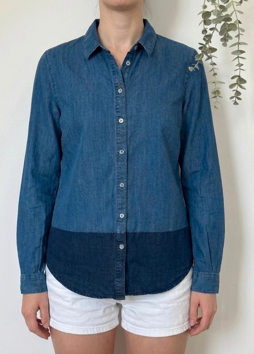 Chemise denim Lacoste bicolore bleu taille 38/M