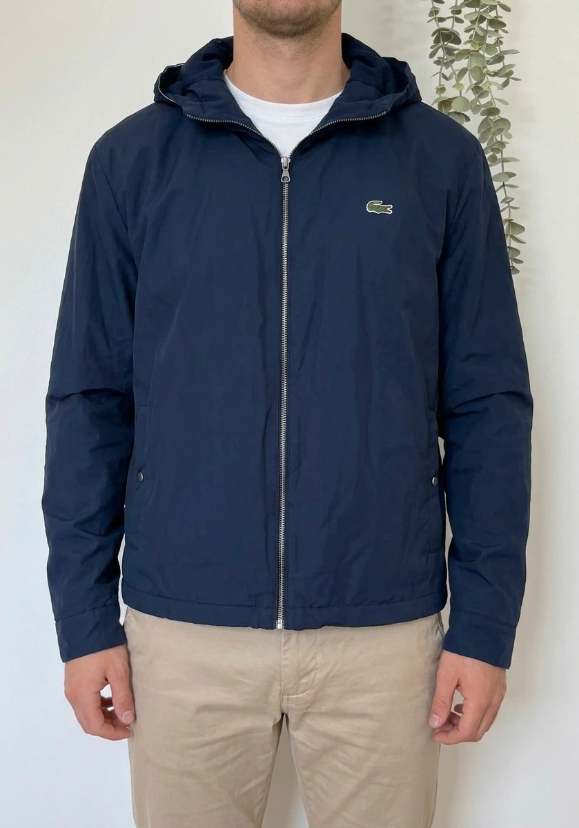 Veste légère déperlante Lacoste capuche bleu marine taille 54/XL