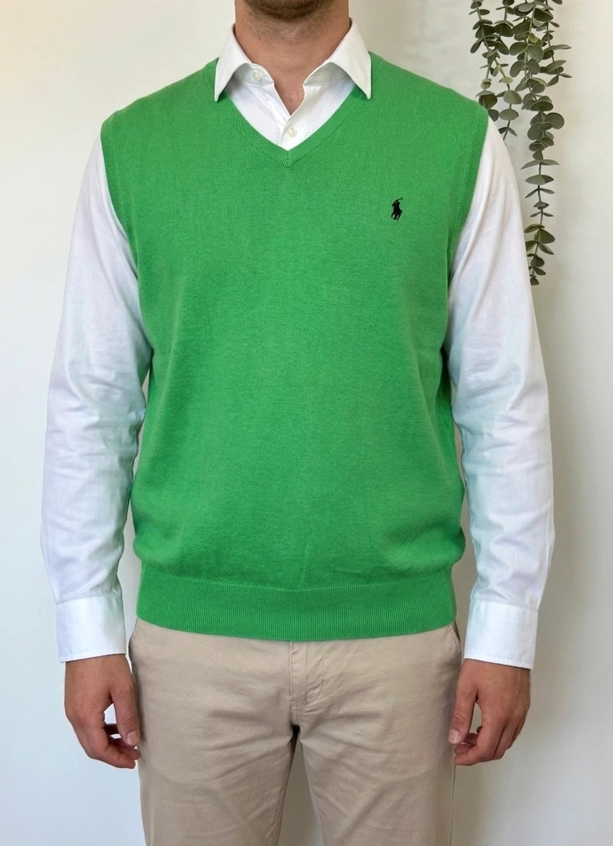 Pull sans manches Ralph Lauren vert pima cotton taille XXL - PP2603246