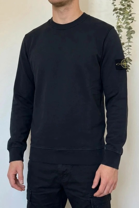 Sweat Crewneck Stone Island navy badge compass taille XL coupe ajustée