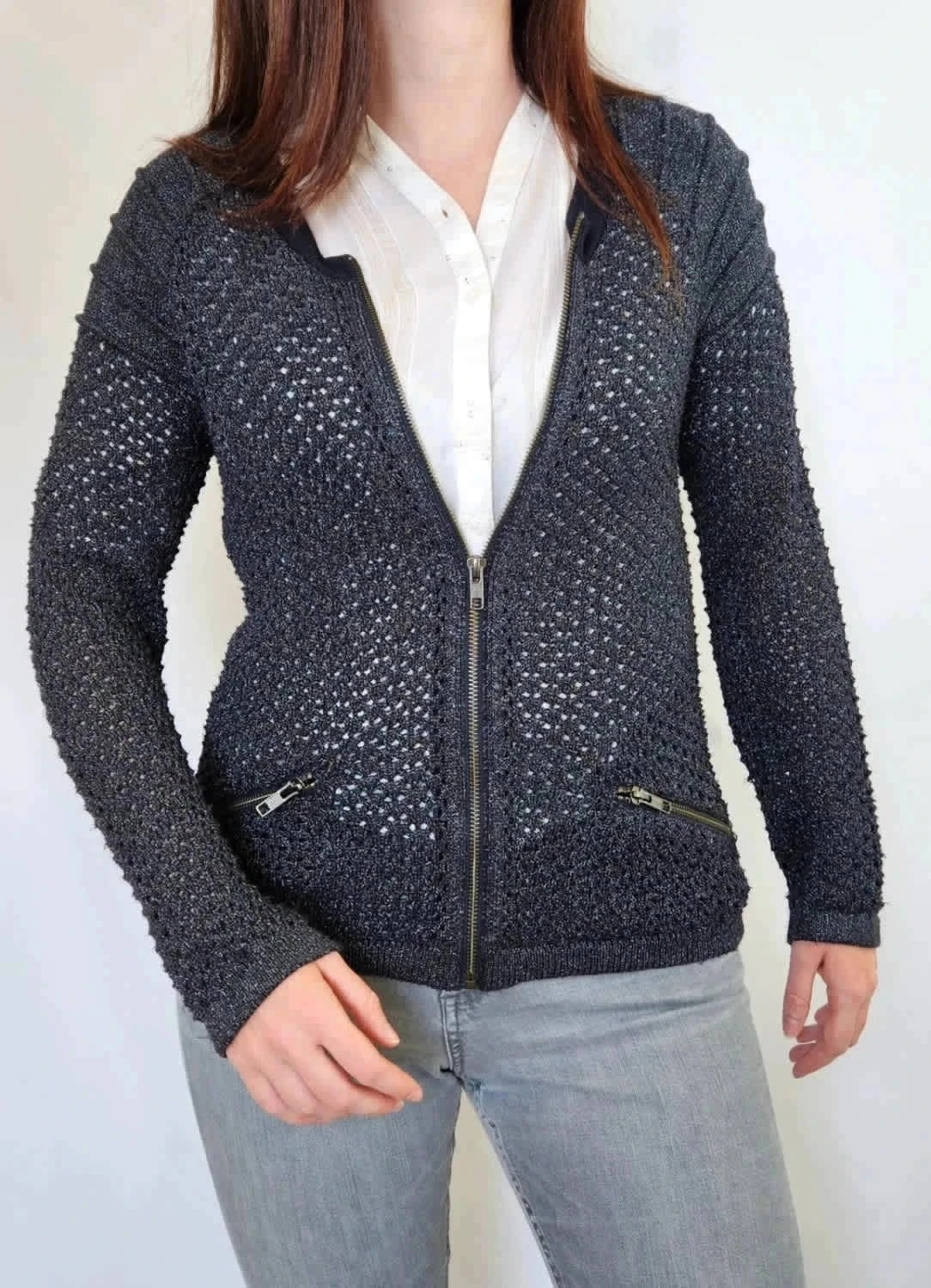 Gilet bleu pailleté en maille Kookaï taille XS