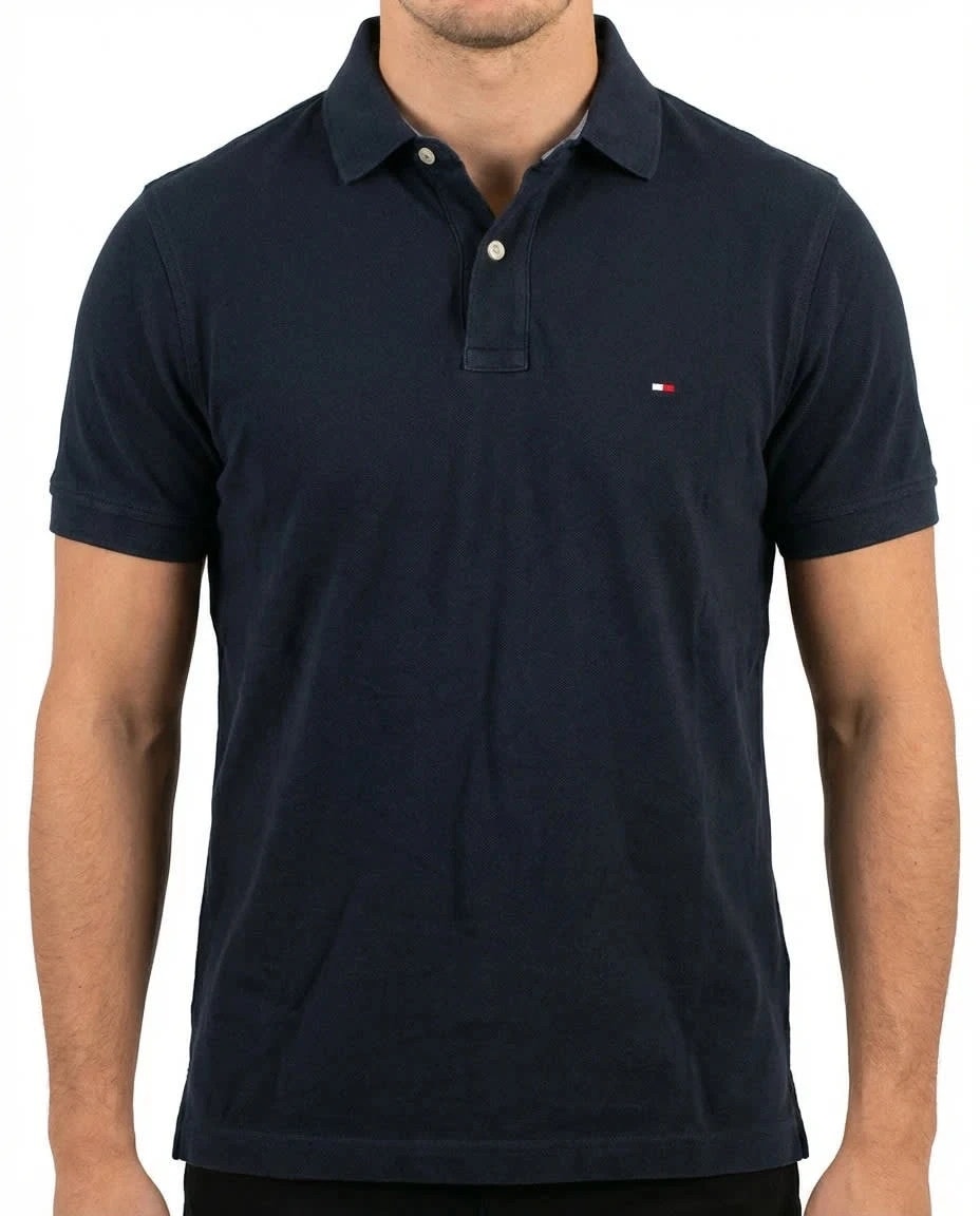 Polo noir Tommy Hilfiger logo brodé taille M