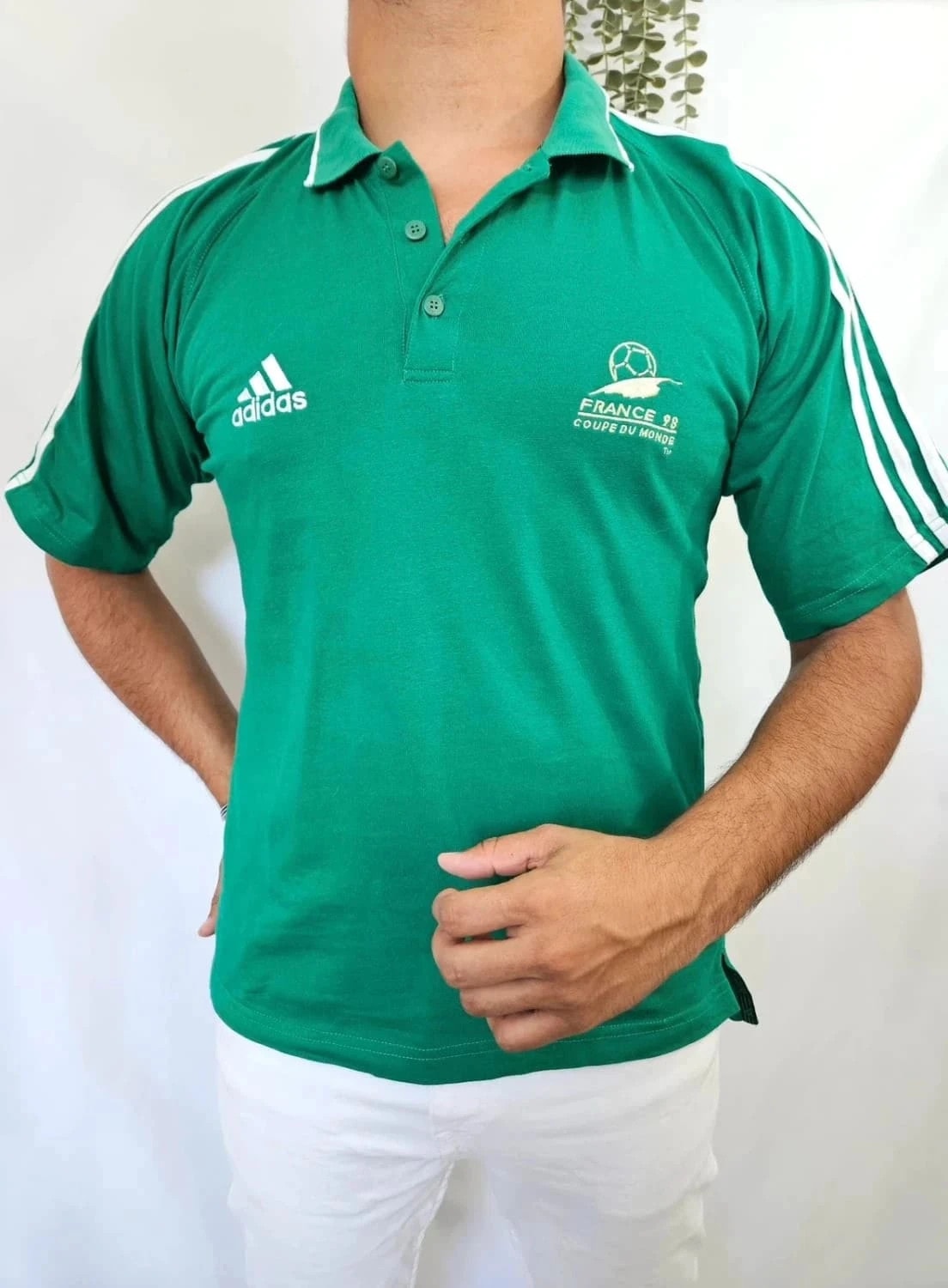 Polo adidas vintage france 98 coupe du monde vert taille M