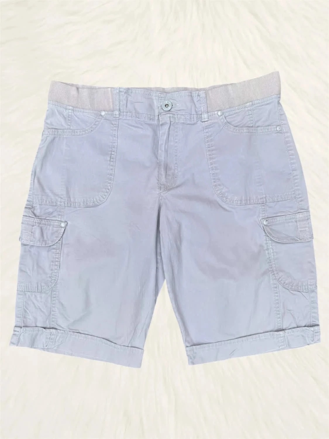 Short cargo gris clair Gloria Vanderbilt ceinture élastique taille XL