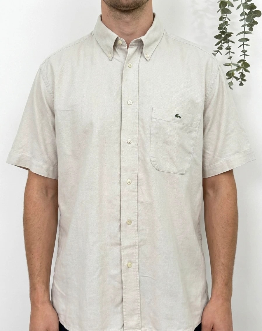 Chemise manches courtes Lacoste coton beige taille 44/XL - FP260194