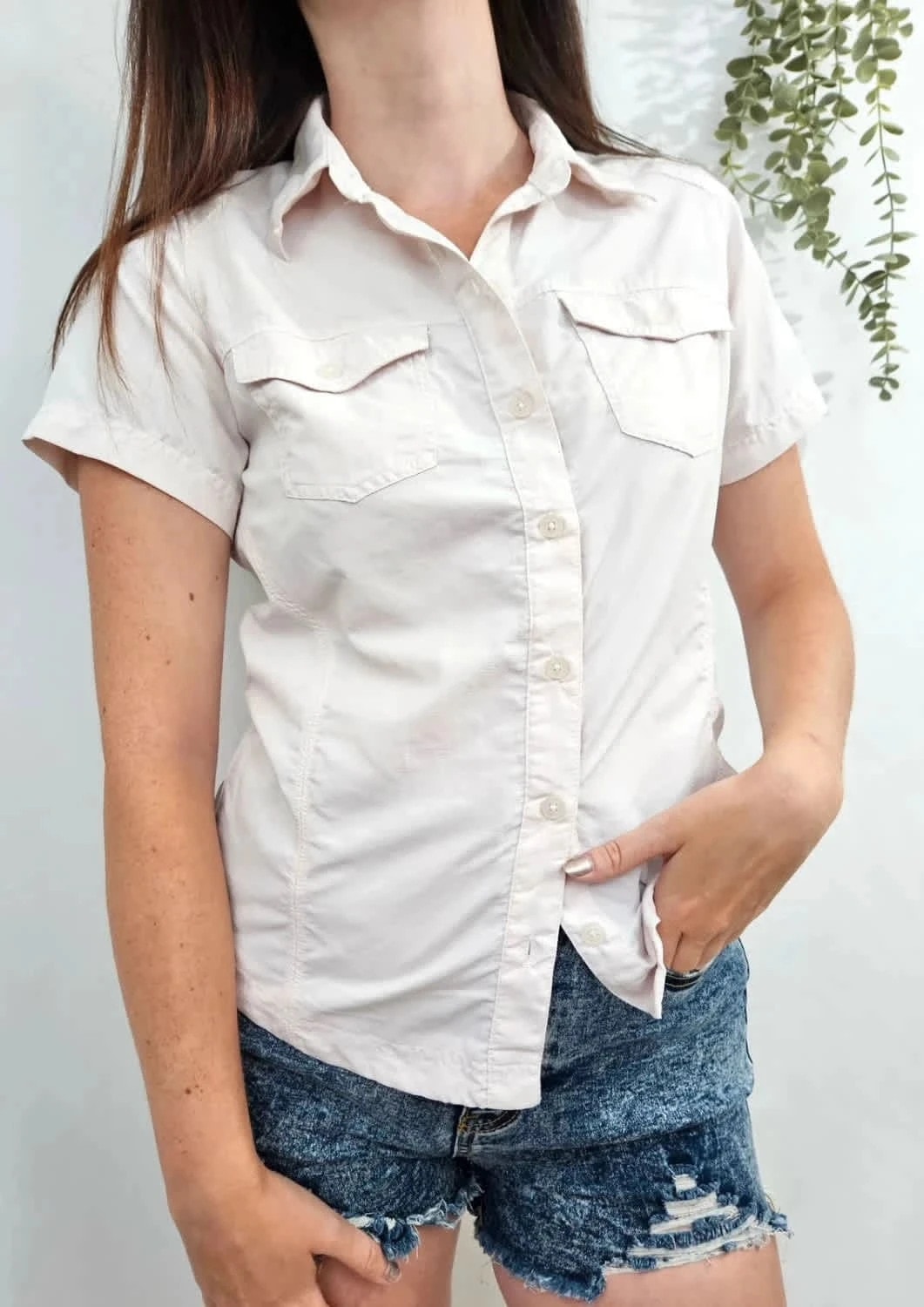 Chemise manches courtes Columbia rose pastel taille XS