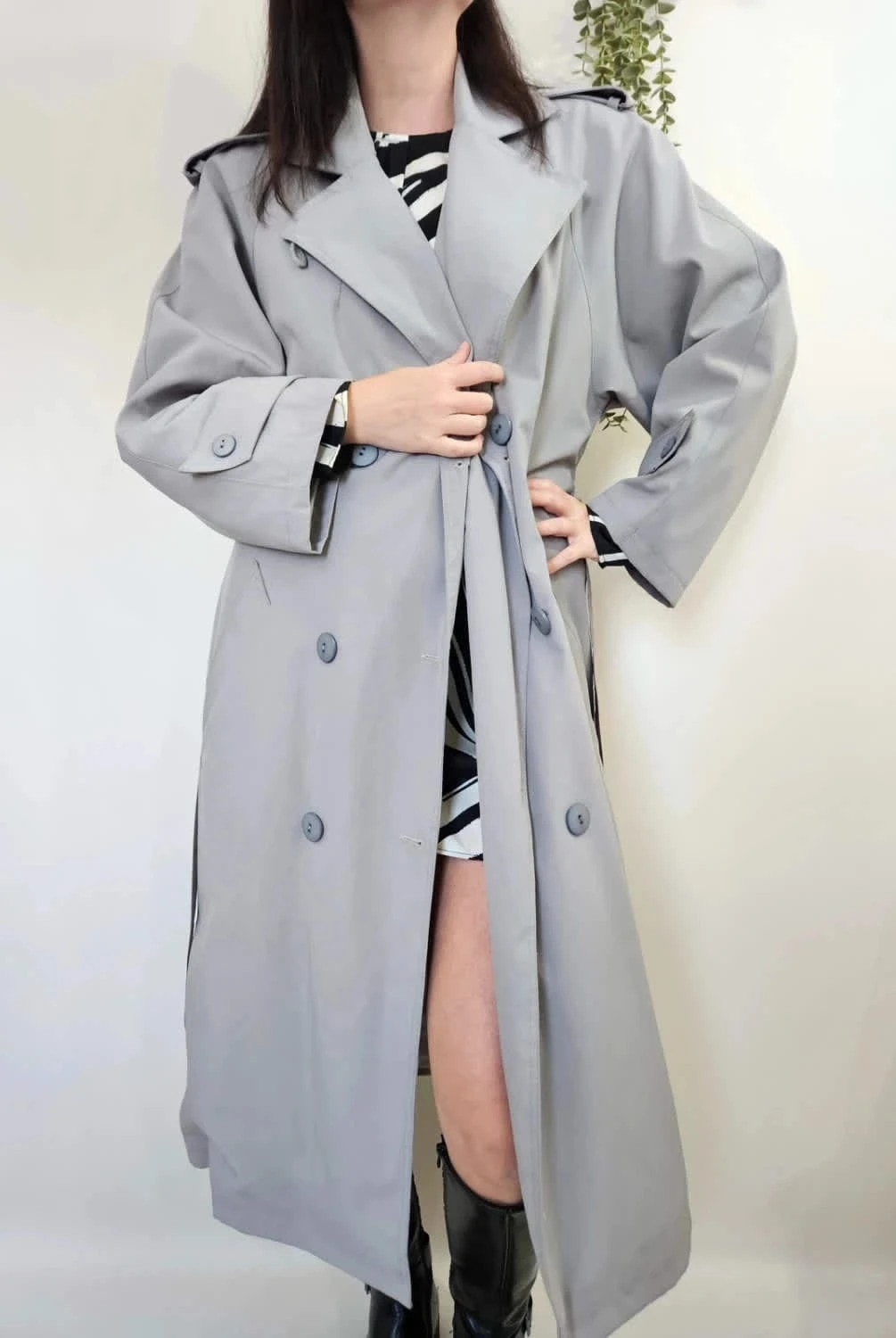Trench long gris vintage