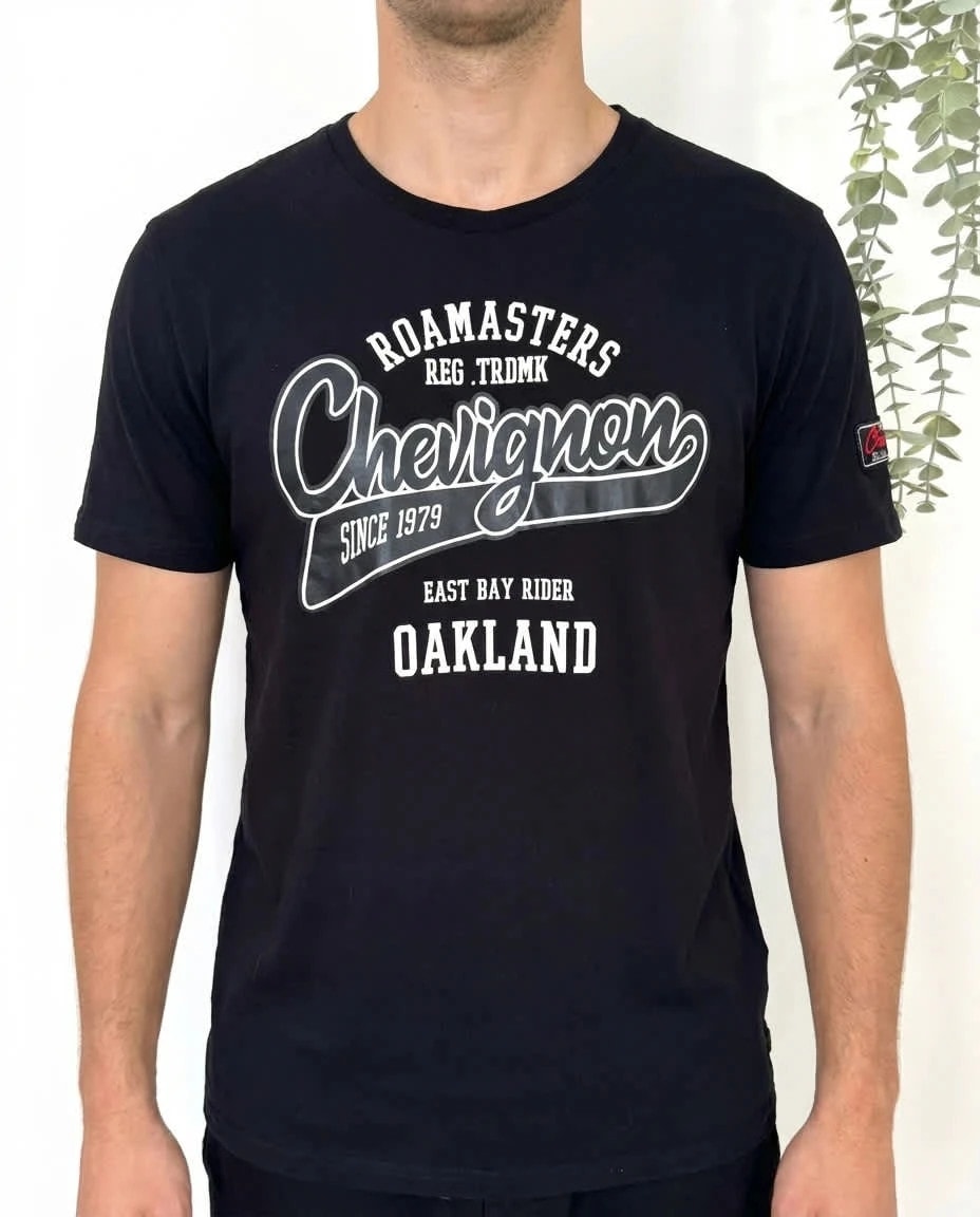 T-shirt coton Chevignon noir imprimé Oakland vintage taille S - FP2512168
