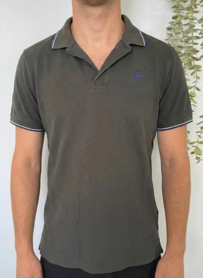Polo G-Star Raw gris logo brodé violet - Taille M