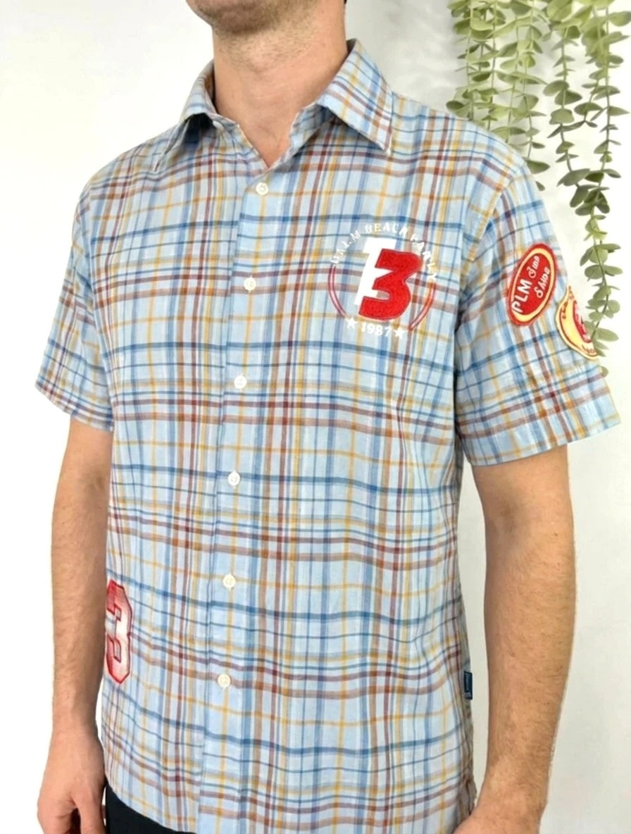 Kurzarmhemd im Vintage-Stil mit Muster Größe L
