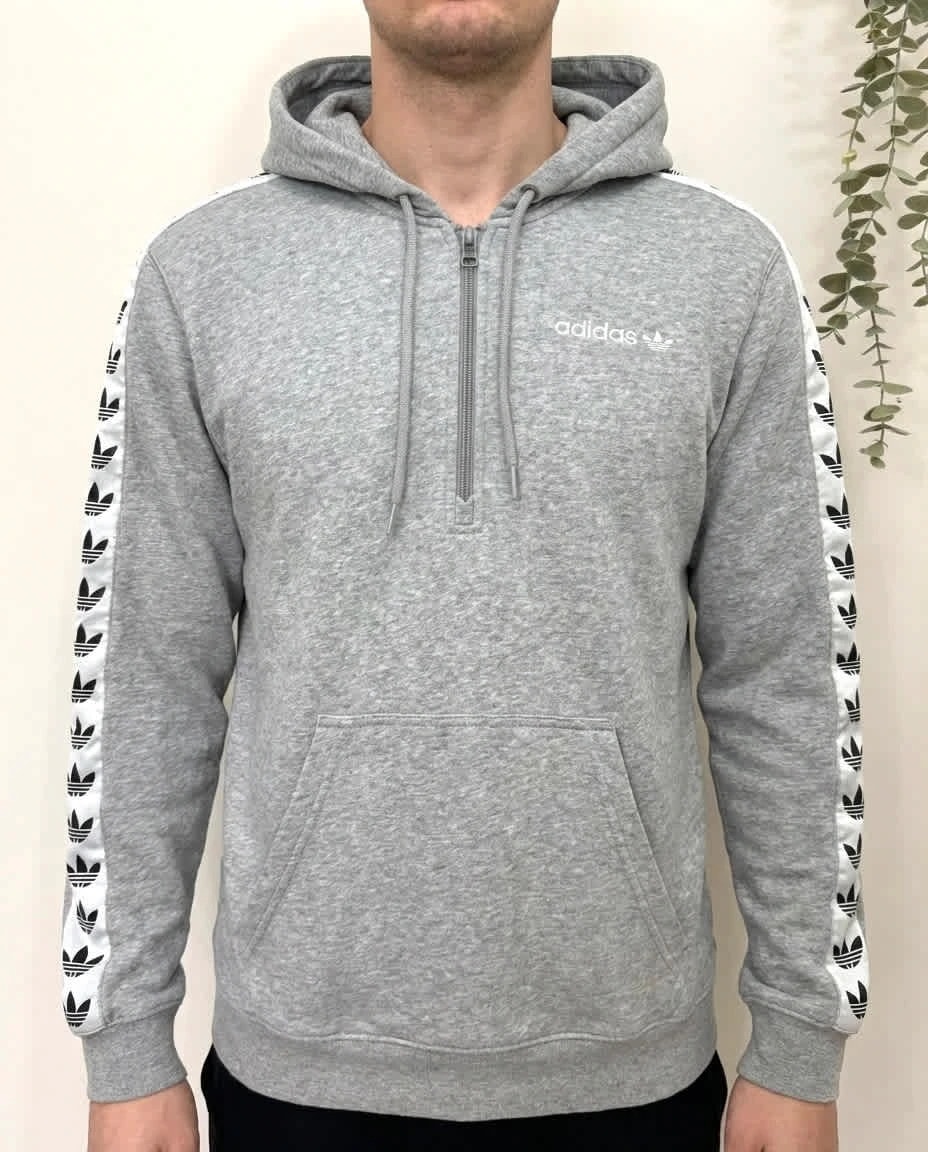 Sweat adidas originals half zip à capuche gris bandes trefoil taille M - FP2512107