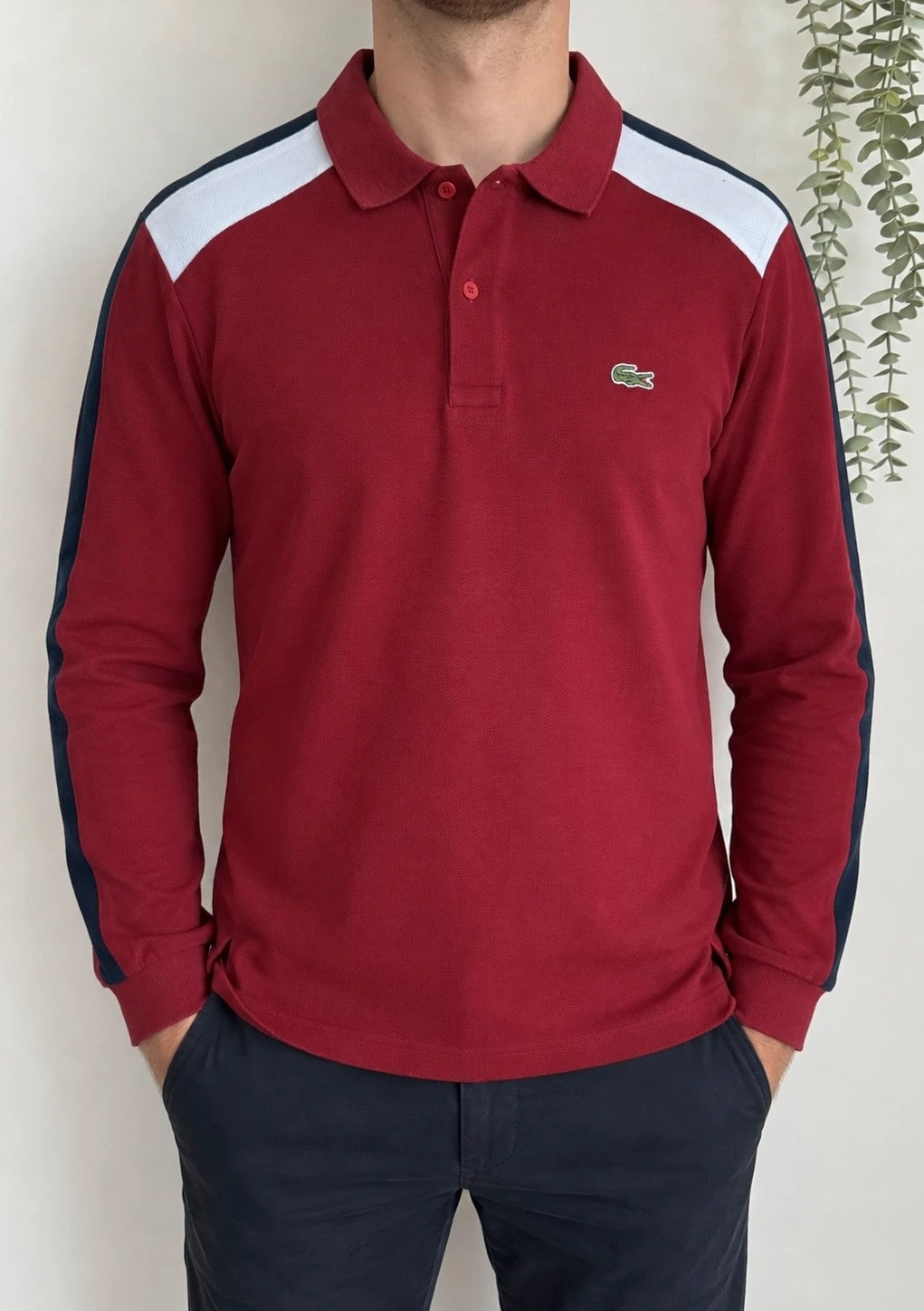 Polo piqué Lacoste manches longues bordeaux taille 4/M - FP260930