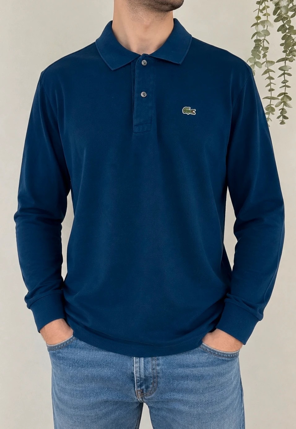 Polo piqué Lacoste bleu manches longues taille 5/L - FP260942