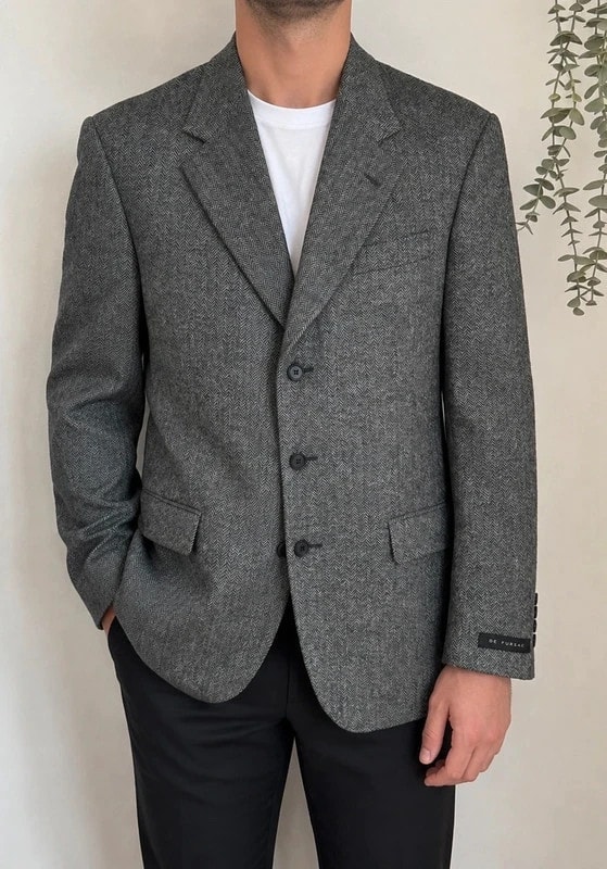 Blazer De Fursac gris anthracite chevrons laine taille 50/L - BR2609123