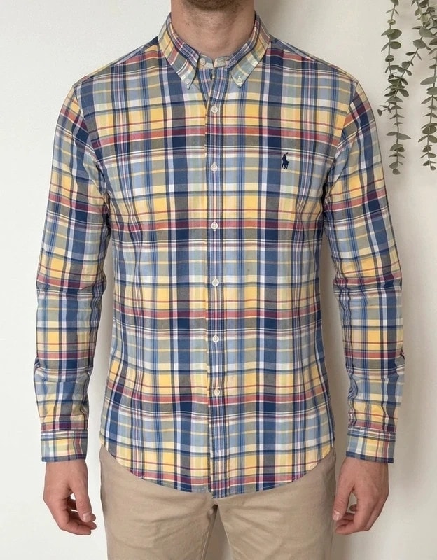 Slim fit skjorte Polo Ralph Lauren med multifarvet ternet mønster størrelse L - DN26096