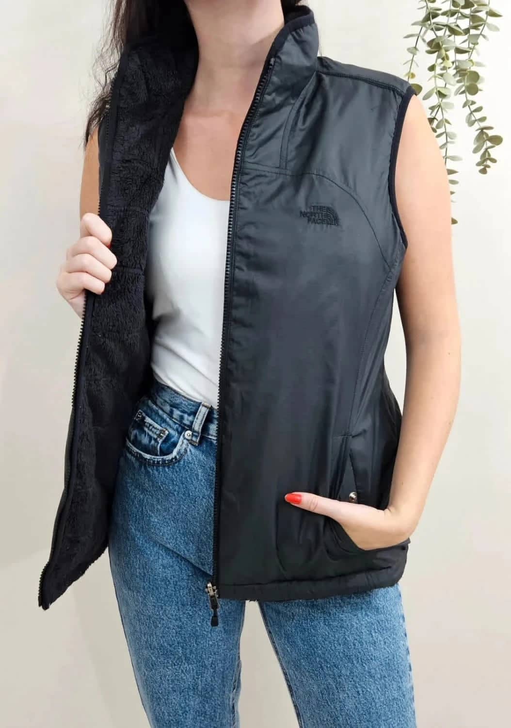 Doudoune sans manches grise The North Face réversible polaire noir taille L