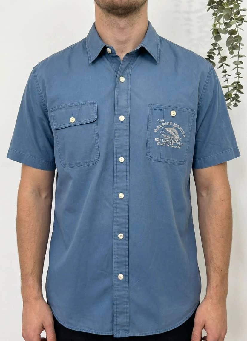 Chemise manches courtes workwear Ralph’s Marina Polo Ralph Lauren bleu taille XL - FP260175