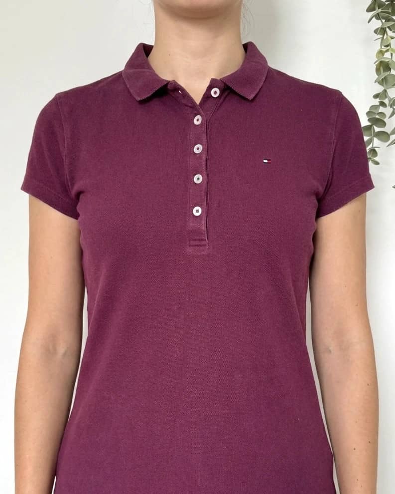 Polo piqué slim fit Tommy Hilfiger prune bordeaux taille XS - FP260230