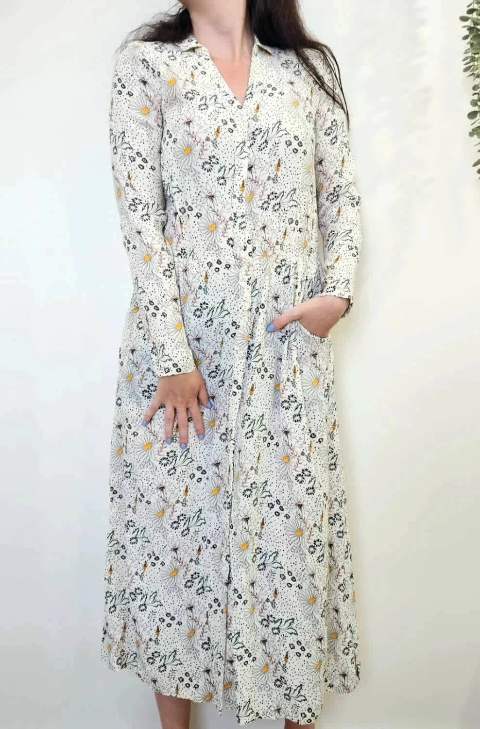 Robe longue fleurie Karl Marc John col chemise manches longues taille XS