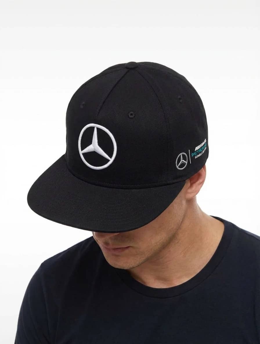 Casquette Mercedes AMG Petronas F1 Team noire logo brodé ajustable