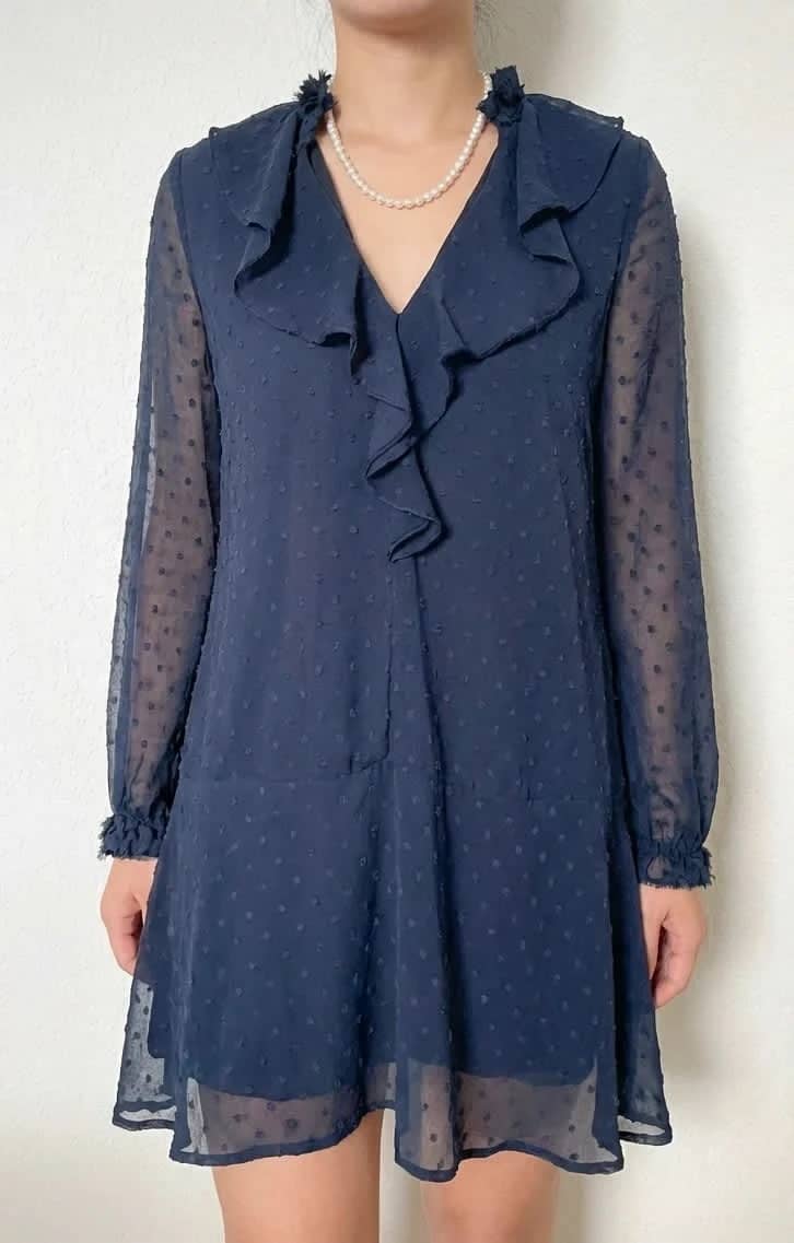 Robe Zara bleue à pois dentelle taille S