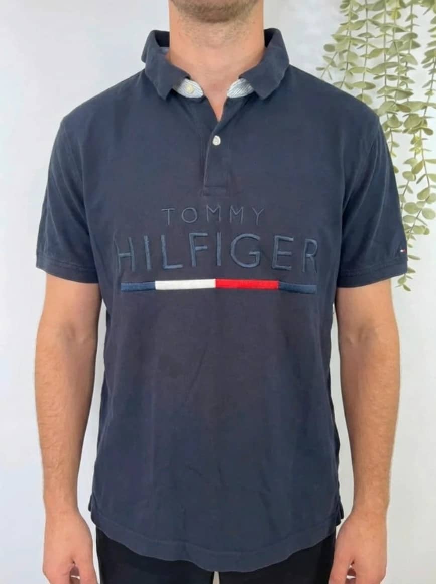 Polo bleu marine Tommy Hilfiger brodé taille XL