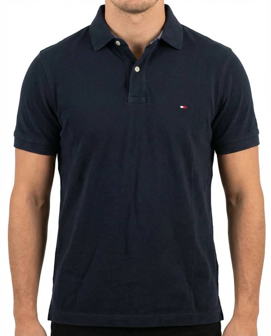 Polo noir Tommy Hilfiger logo brodé taille M