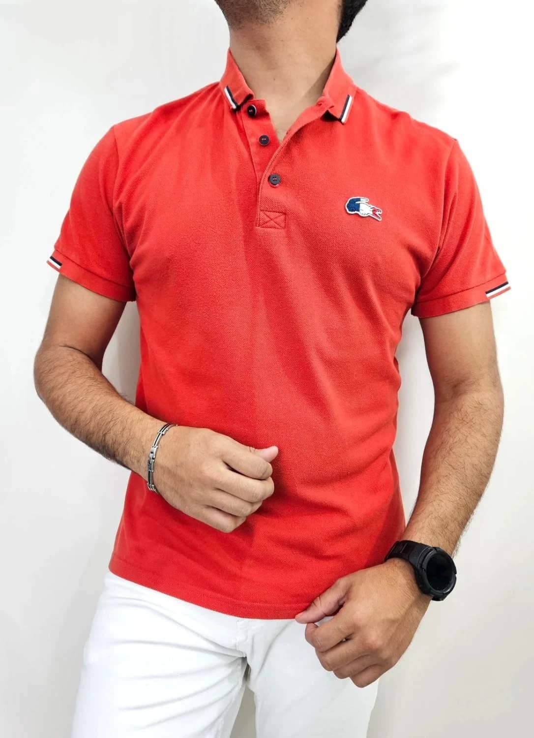 Polo Lacoste Sport coton piqué rouge logo tricolore spécial taille 5/L - FP251232