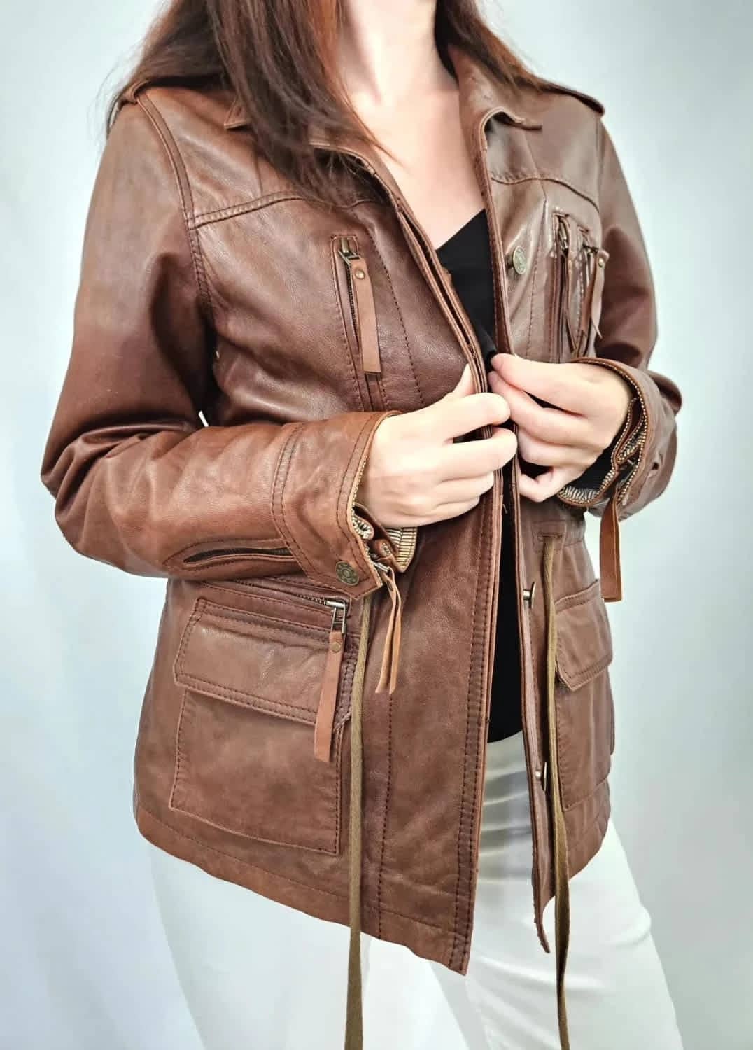 Blouson en cuir marron Kookaï taille 40