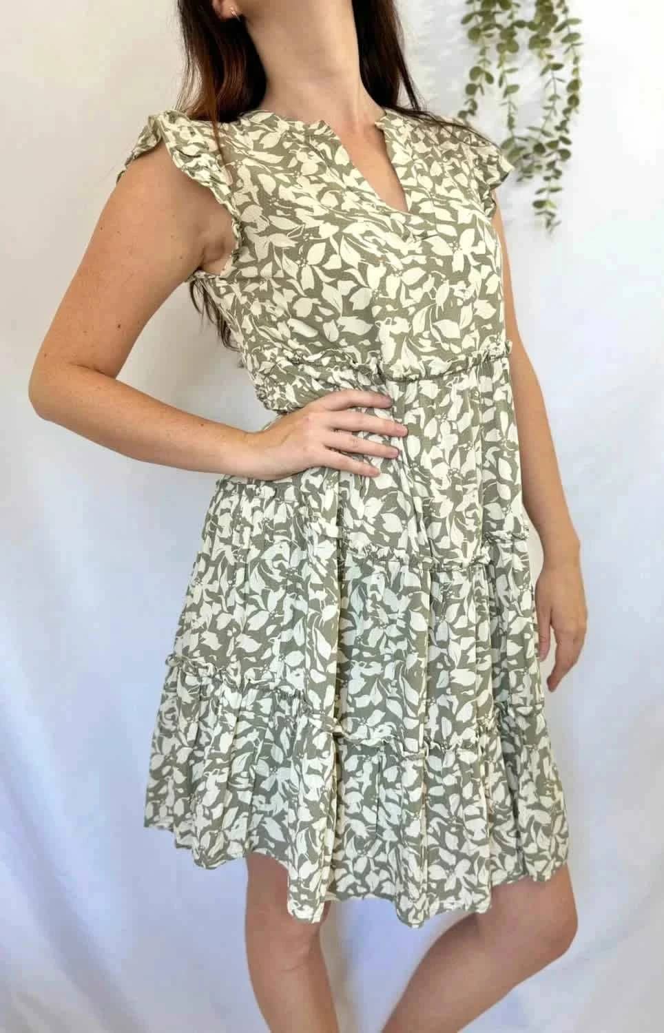 Robe fluide vert olive mi-longue S.Oliver taille 34