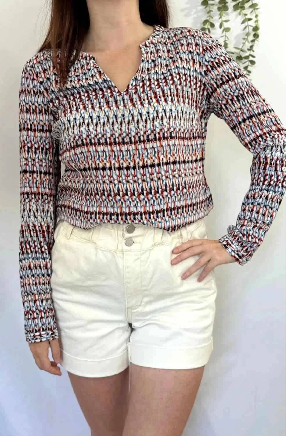 Blouse Caroll col V à motifs taille 40