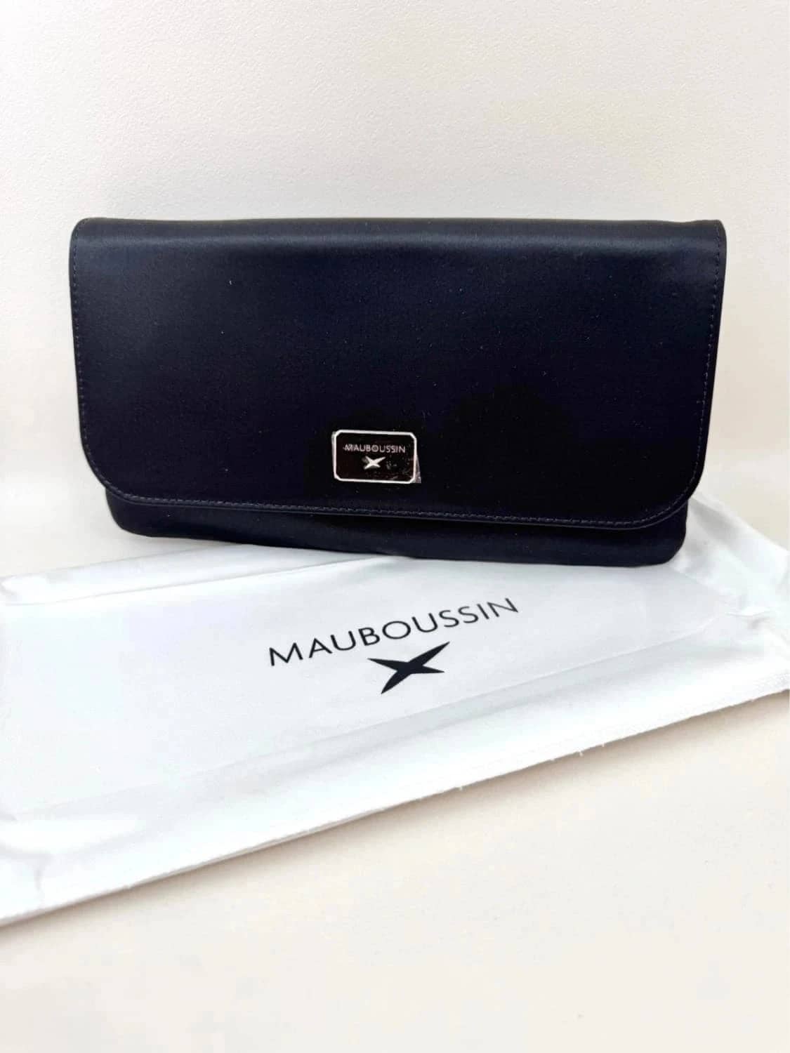 Pochette en satin noire Mauboussin Je t’Attends Je t’Aime