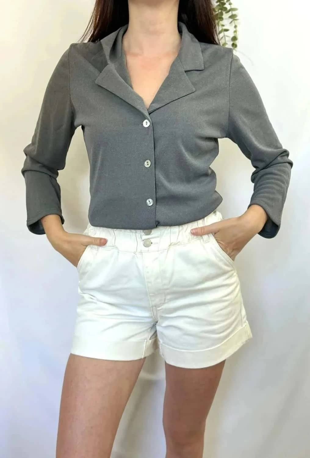 Blouse grise Caroll vintage taille M