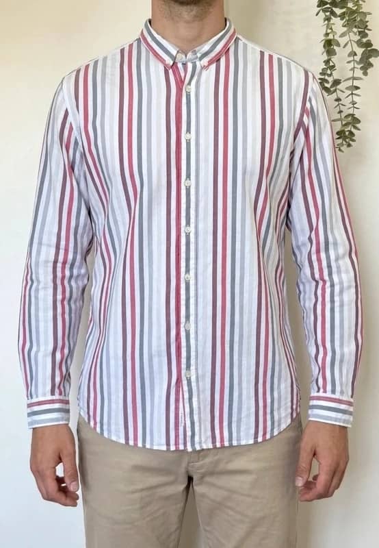 Chemise rayée Aigle coupe ajustée blanc rouge gris taille 3XL - FP260351