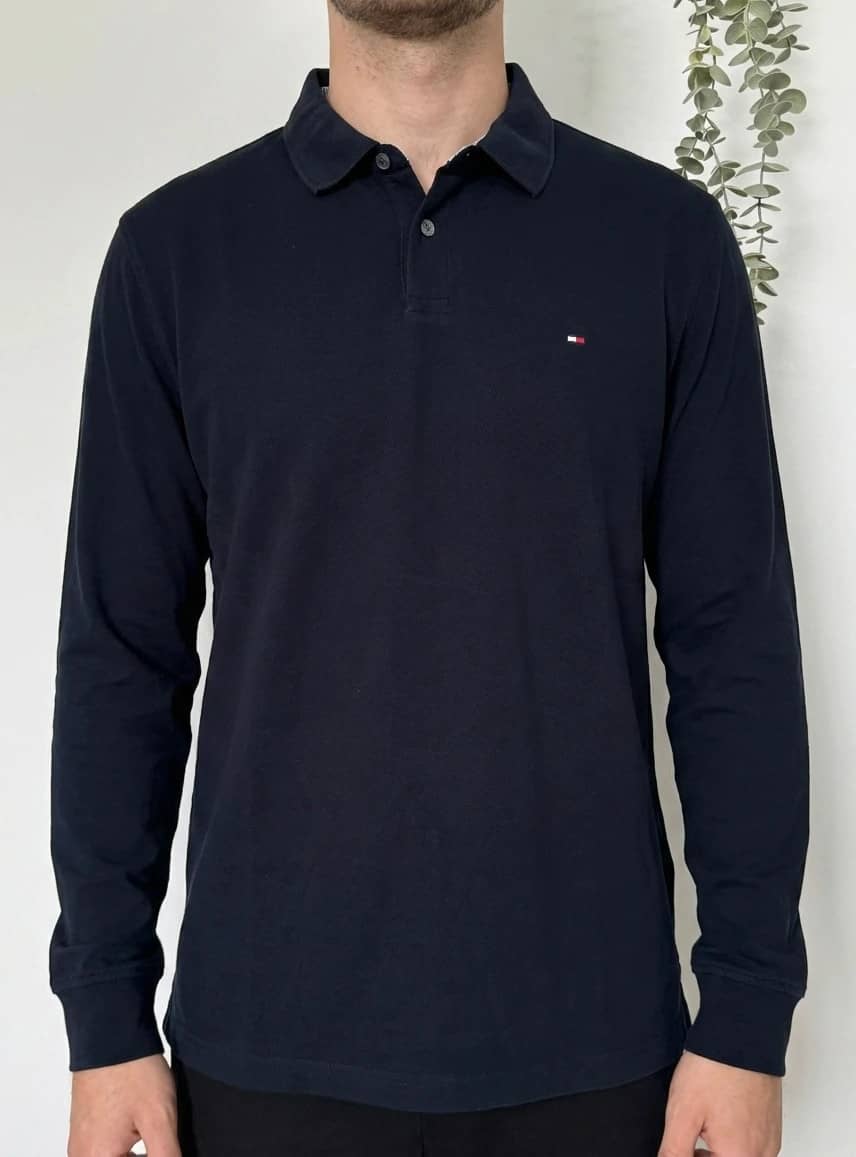 Polo manches longues piqué Tommy Hilfiger bleu marine taille 3XL - FP260236
