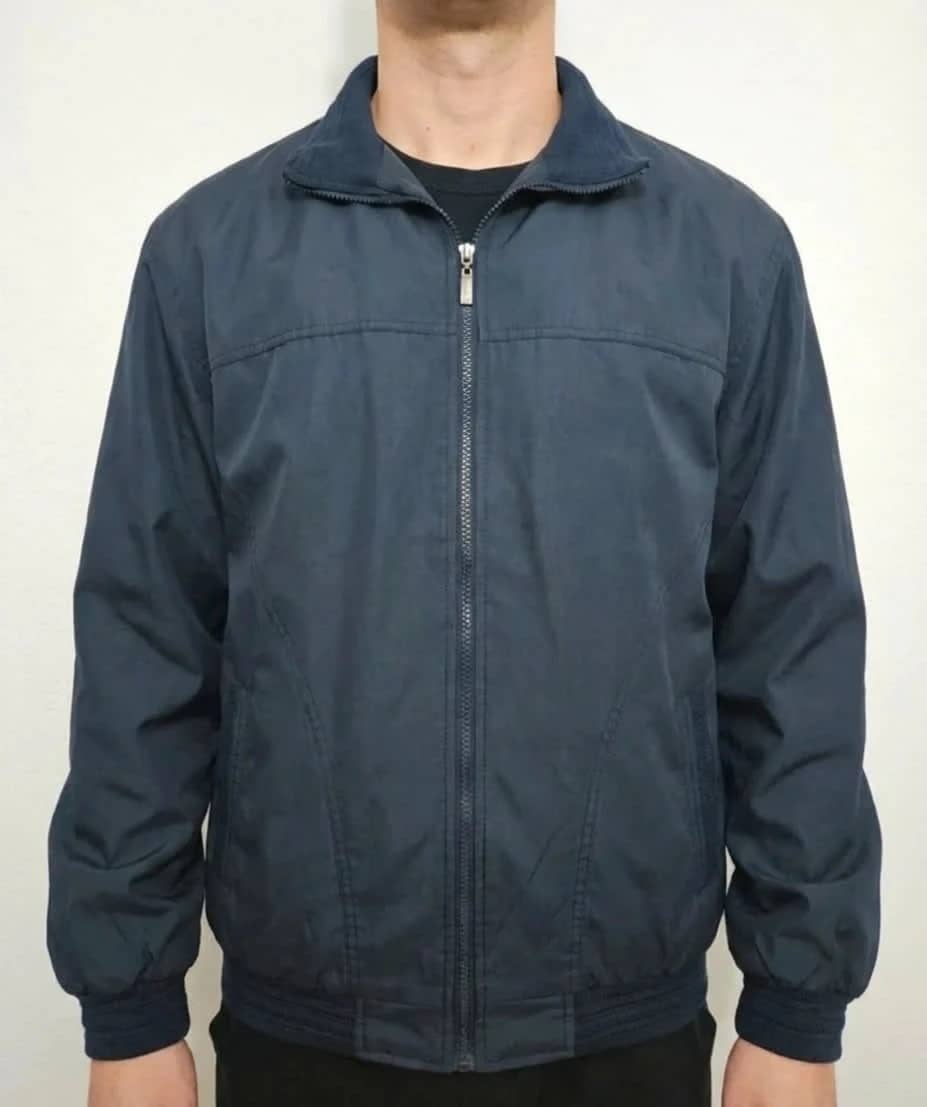 Blouson zippé veste de mi-saison bleu marine taille L