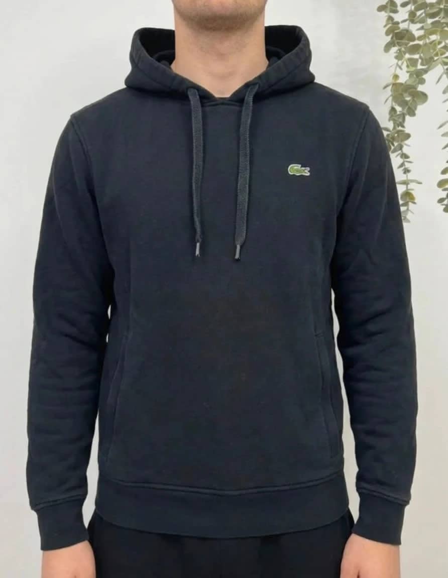 Hoodie/Sweat à capuche noir Lacoste logo brodé taille S