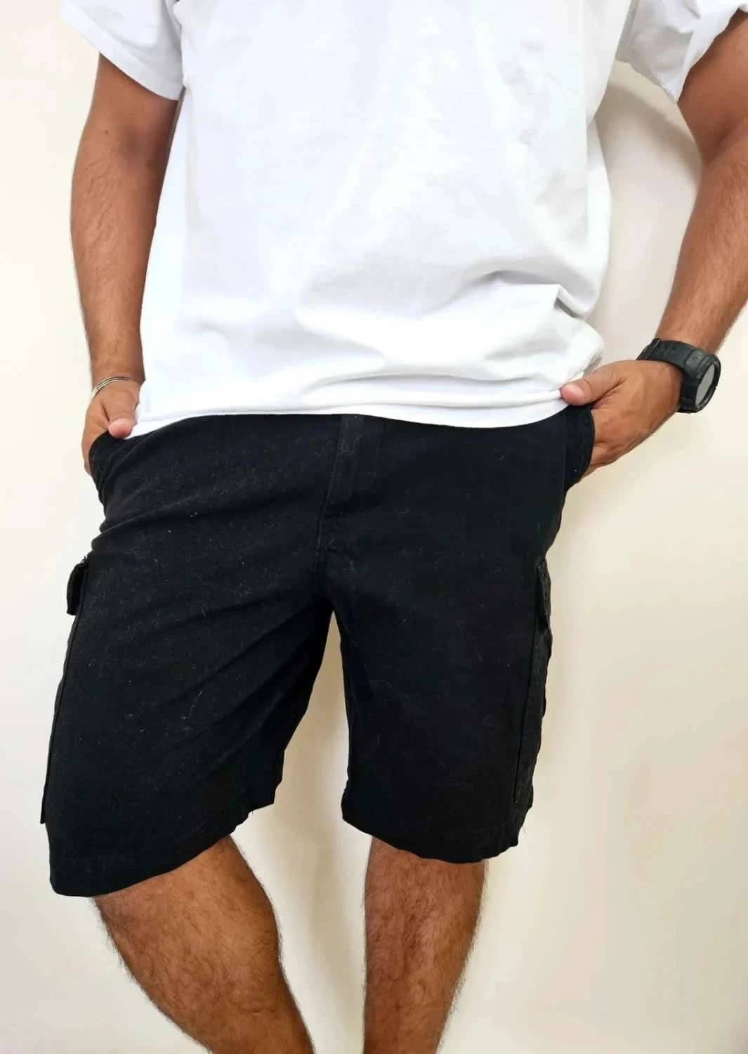 Short cargo noir George taille W36 coton stretch
