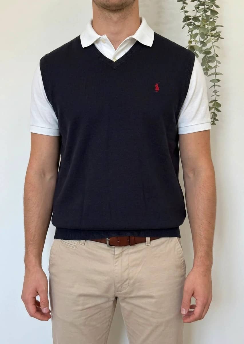 Pull sans manches Ralph Lauren pima cotton noir taille XXL - PP2603409