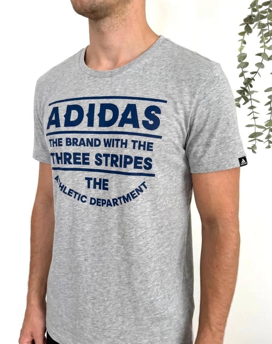 T-shirt Adidas gris chiné imprimé logo manches courtes taille S - FP2512200