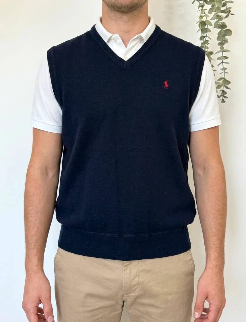 Pull sans manches Polo Golf Ralph Lauren bleu marine taille L - PP2603392