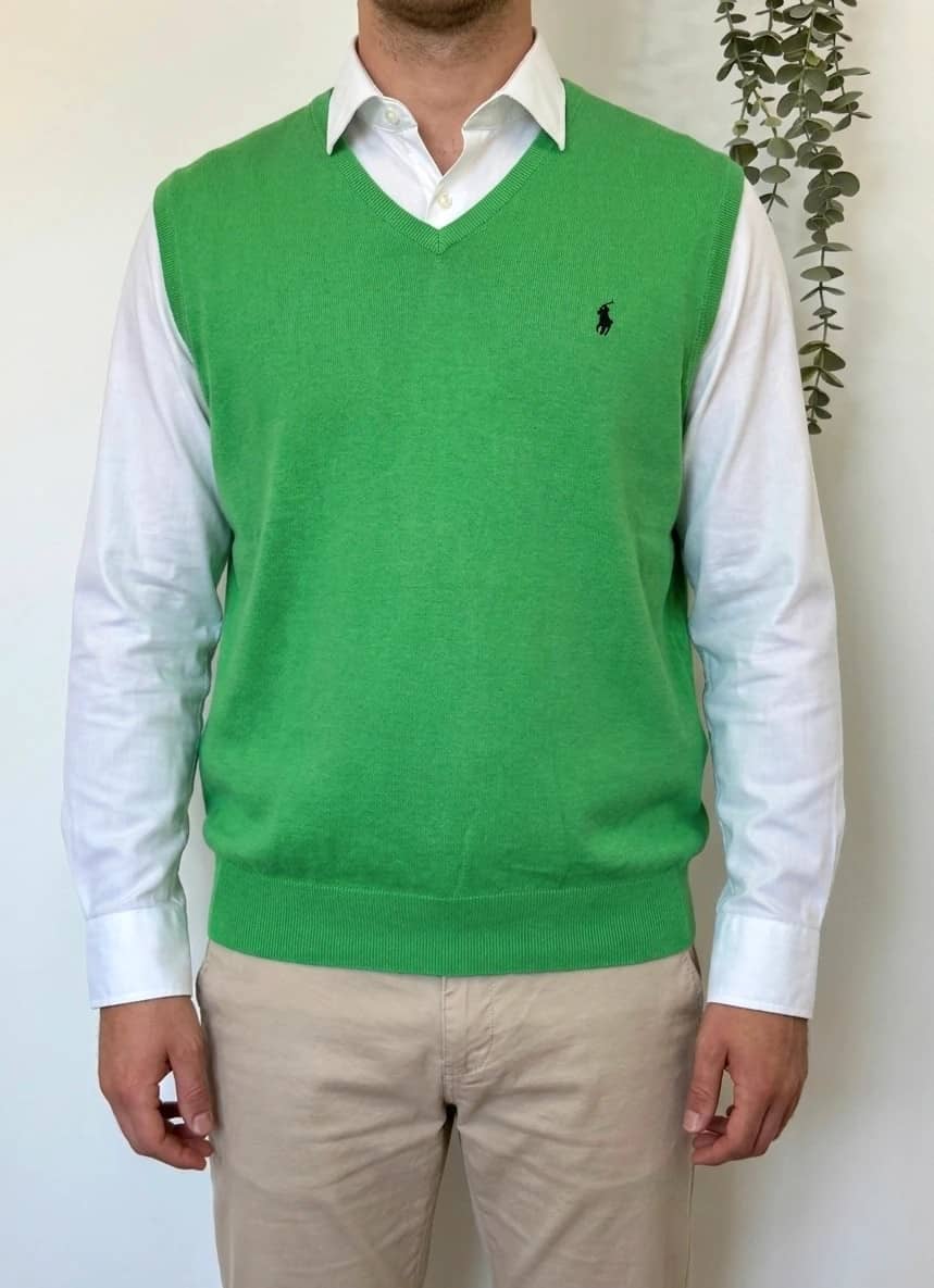 Pull sans manches Ralph Lauren vert pima cotton taille XXL - PP2603246