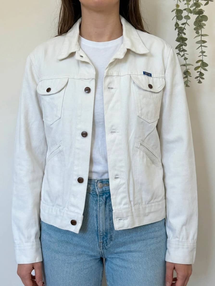 Veste denim Wrangler vintage blanche coupe droite taille 40/M