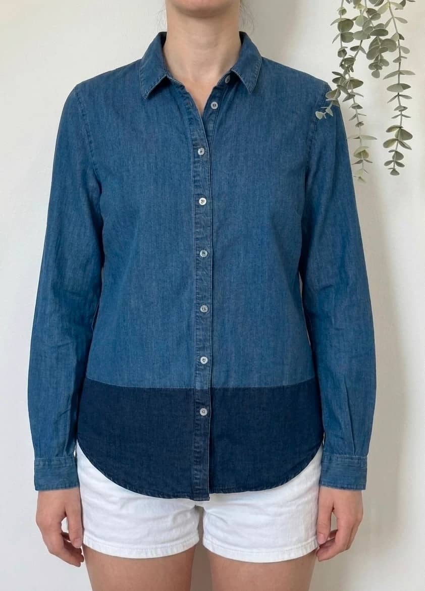 Chemise denim Lacoste bicolore bleu taille 38/M
