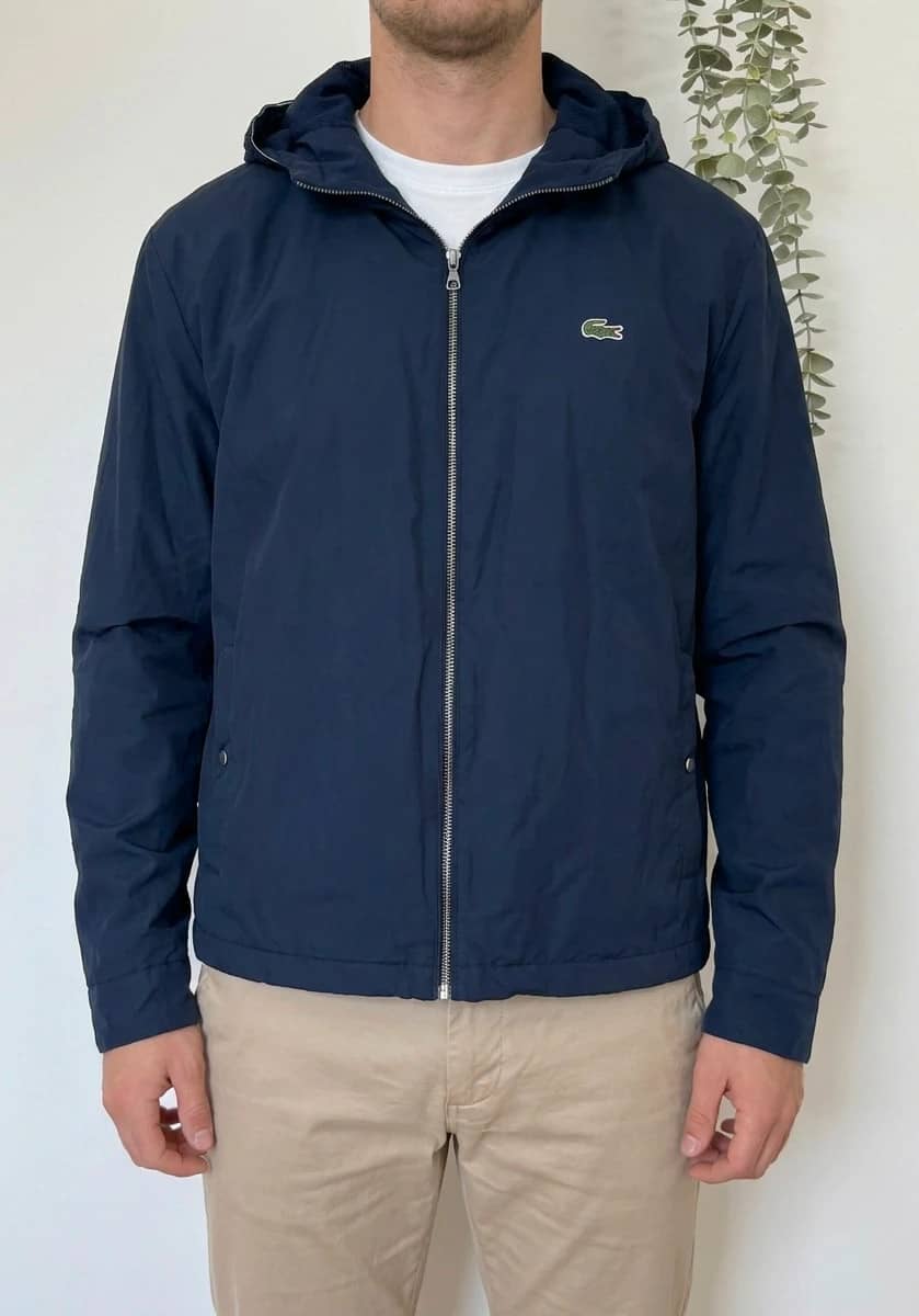 Veste légère déperlante Lacoste capuche bleu marine taille 54/XL