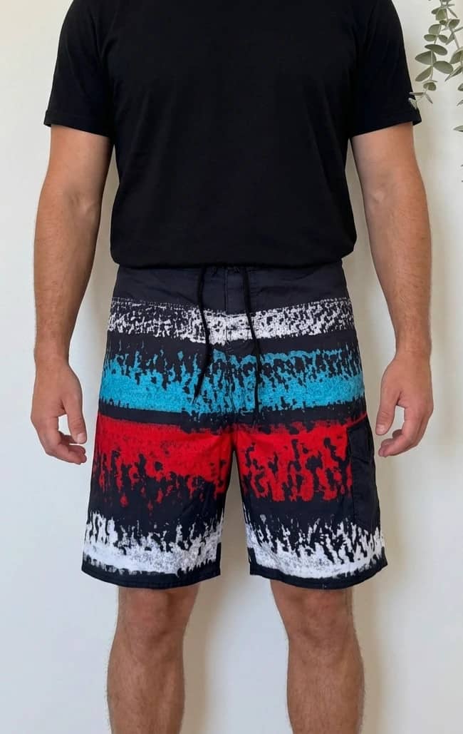Short de bain boardshort 87 bleu marine/noir motif abstrait taille L - PP2603188