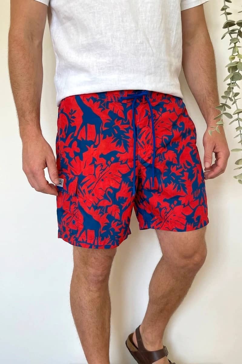 Short de bain Polo Ralph Lauren motifs jungle rouge bleu taille M - PP2603237