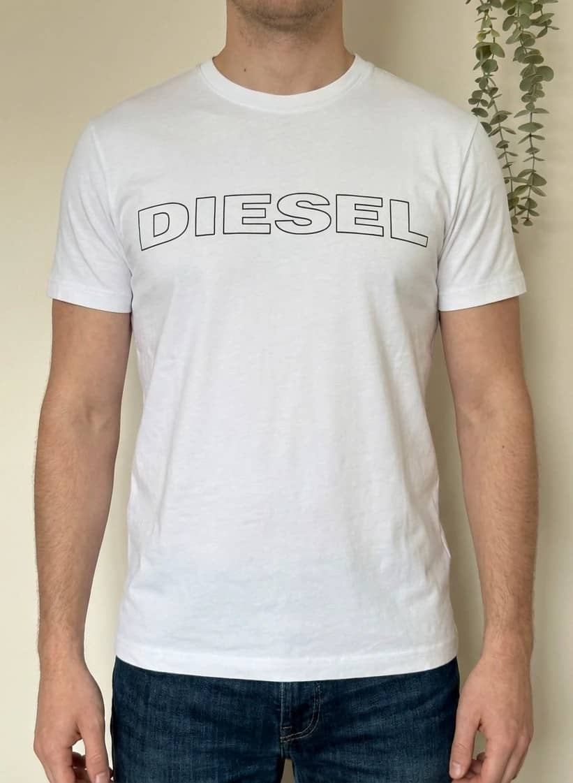 T-shirt Diesel blanc logo contour taille S - FP260340