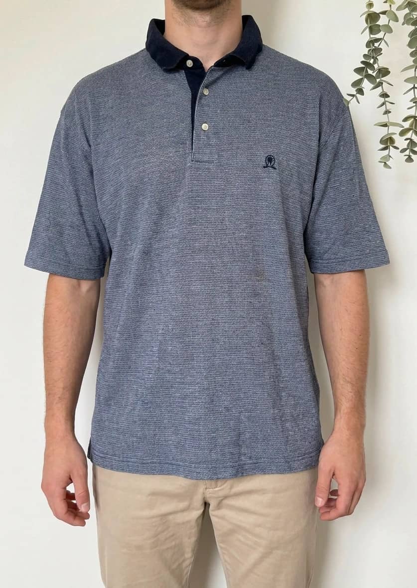 Polo vintage Tommy Hilfiger micro rayé bleu taille L - PP2603264